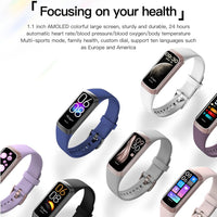 Keep Health Fitness Trackers for Women Men Amoled Step Counter Slim Thin 25 Sports Modes with Heart Rate Blood Pressure Monitor Alarm Stopwatch Timer Calories Burned IP68 Step Tracker Watch